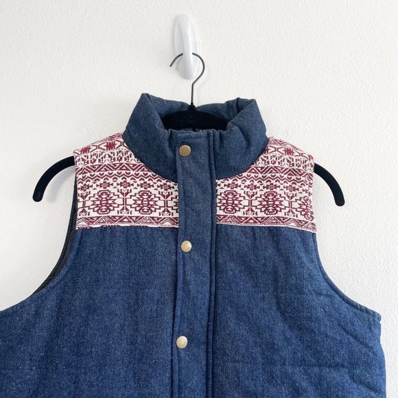 E2 Clothing Women's Boho Aztec Denim Vest Size Medium NWT Casual Modern Cozy - Picture 3 of 16